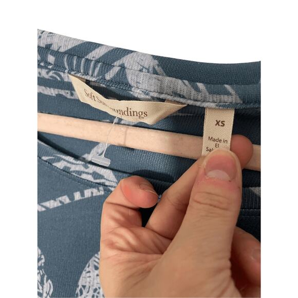 Soft Surroundings Tropical Print Long Sleeve Women's BodyCon Floral Boho Dress - Picture 4 of 7